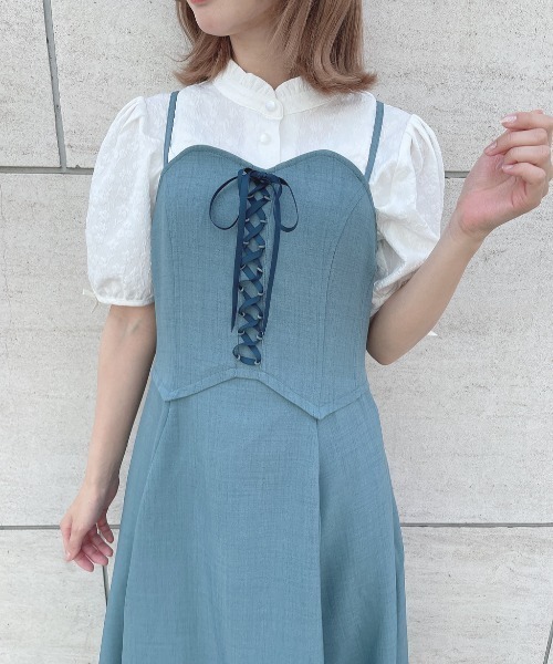 F i.n.t（フィント）の「フロントレースアップコルセットキャミワンピース/F&A　夏服（ワンピース・レディース・チャコールグレー/ピンクベージュ/ブルーグリーン・FREE）」の11枚目の写真
