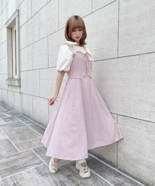 フロントレースアップコルセットキャミワンピース/F&A 夏服