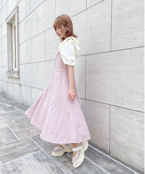 F i.n.t（フィント）の「フロントレースアップコルセットキャミワンピース/F&A　夏服（ワンピース・レディース・チャコールグレー/ピンクベージュ/ブルーグリーン・FREE）」の19枚目の写真