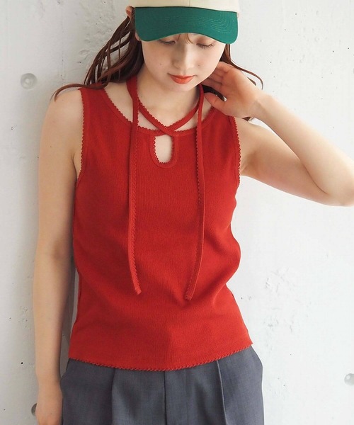 tiptop(ティップトップ)の「テレコチョーカータンクトップ(タンクトップ・レディース・ブラック/レッド/オフホワイト/ホワイト系その他・FREE)」の4枚目の写真