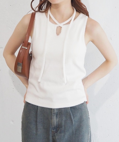 tiptop(ティップトップ)の「テレコチョーカータンクトップ(タンクトップ・レディース・ブラック/レッド/オフホワイト/ホワイト系その他・FREE)」の10枚目の写真