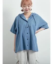 SM2 | チェック柄フードシャツ(シャツ/ブラウス)