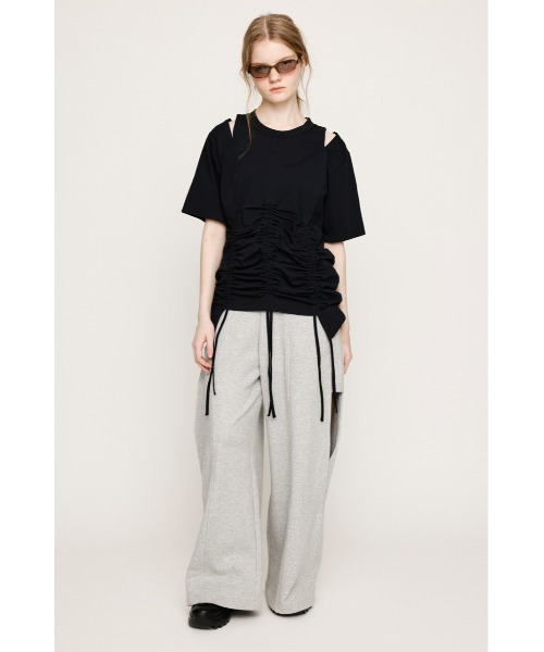tシャツ STEPHEM SHIRRING T/SH ステファン シャーリング Tシャツ 半袖 夏服 レディース セール】STEPHEM SHIRRING T/SH ステファン シャーリング T