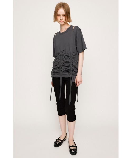 SLY(スライ)の「STEPHEM SHIRRING T/SH ステファン シャーリング Tシャツ 半袖 夏服(Tシャツ/カットソー・レディース・ライトブラック/オフホワイト/ブラック・FREE)」の12枚目の写真