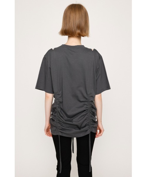 SLY(スライ)の「STEPHEM SHIRRING T/SH ステファン シャーリング Tシャツ 半袖 夏服(Tシャツ/カットソー・レディース・ライトブラック/オフホワイト/ブラック・FREE)」の16枚目の写真