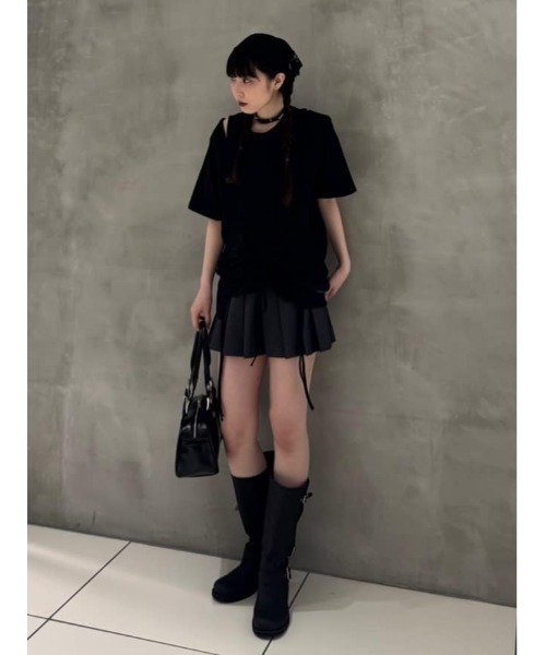 SLY(スライ)の「STEPHEM SHIRRING T/SH ステファン シャーリング Tシャツ 半袖 夏服(Tシャツ/カットソー・レディース・ライトブラック/オフホワイト/ブラック・FREE)」の21枚目の写真