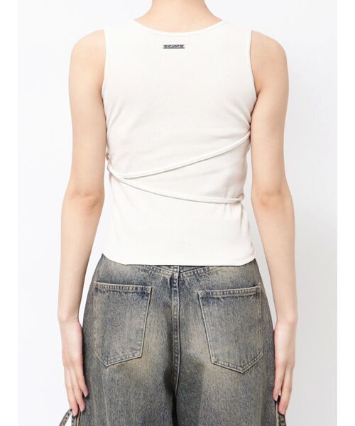 EMODA(エモダ)の「クロスフィットリボントップ(Tシャツ/カットソー・レディース・グレー/ホワイト/ブラック・FREE)」の7枚目の写真