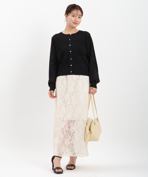 Andemiu（アンデミュウ）の「キンボタンメッシュカーディガン571991（カーディガン/ボレロ・レディース・グレー/オフホワイト/ブラック/ブルー・FREE）」の7枚目の写真