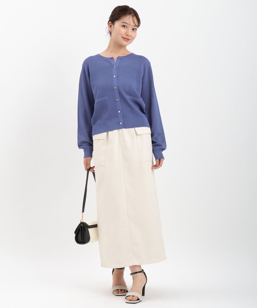 Andemiu（アンデミュウ）の「キンボタンメッシュカーディガン571991（カーディガン/ボレロ・レディース・グレー/オフホワイト/ブラック/ブルー・FREE）」の9枚目の写真