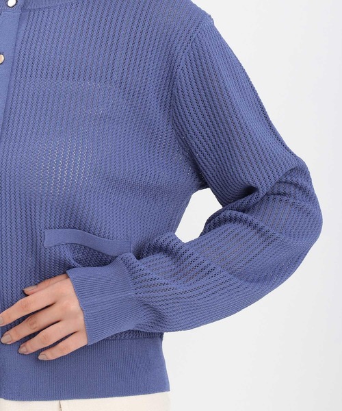 Andemiu（アンデミュウ）の「キンボタンメッシュカーディガン571991（カーディガン/ボレロ・レディース・グレー/オフホワイト/ブラック/ブルー・FREE）」の15枚目の写真