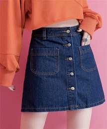 フロントボタンデニムミニスカート