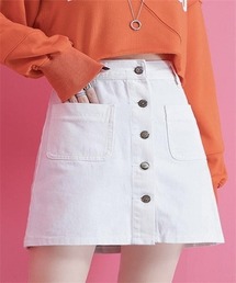 フロントボタンデニムミニスカート