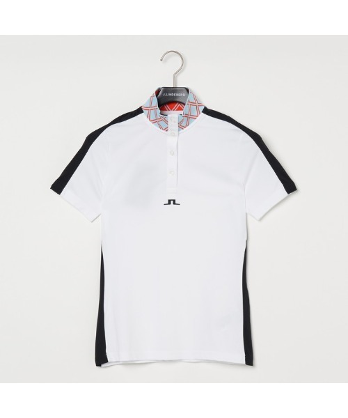 ジェイリンドバーグ　リブ襟ハイネックシャツ セール】【J.LINDEBERG/GOLF】ダイヤモンド柄リブ襟半袖ハイネック