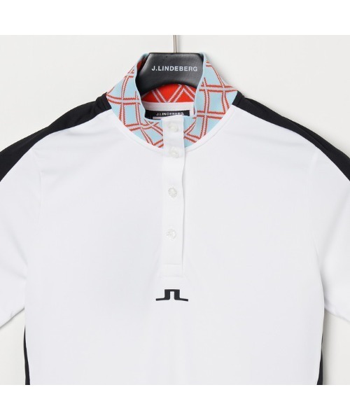 セール】【J.LINDEBERG/GOLF】ダイヤモンド柄リブ襟半袖ハイネック