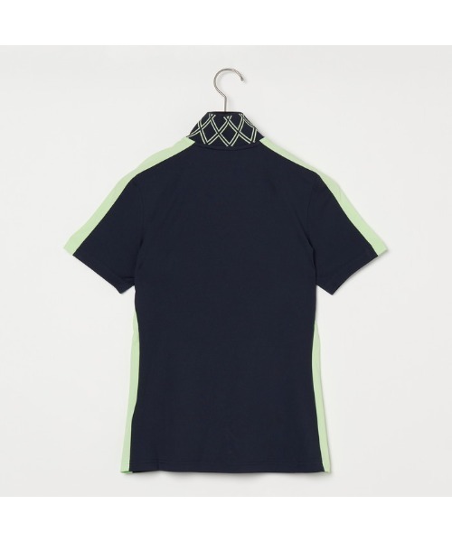 セール】【J.LINDEBERG/GOLF】ダイヤモンド柄リブ襟半袖ハイネック