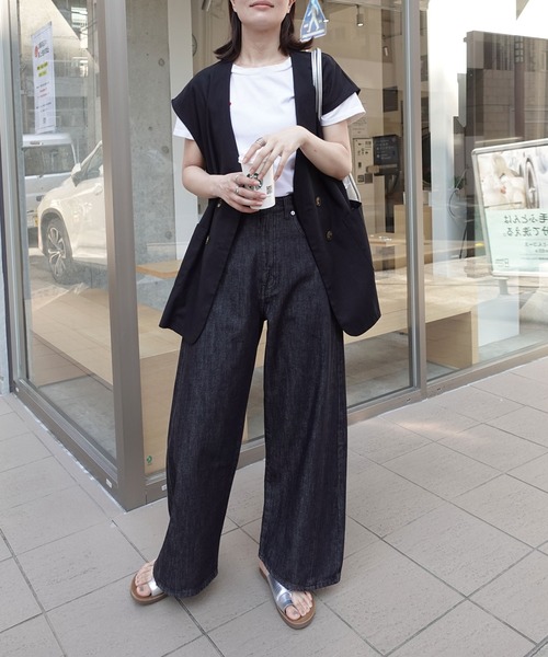 CORNERS（コーナーズ）の「パネル切替バレルデニムパンツ（デニムパンツ・レディース・ブラック/インディゴブルー・マルチサイズ）」の11枚目の写真