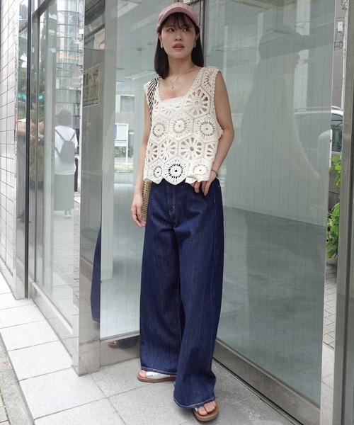 CORNERS（コーナーズ）の「パネル切替バレルデニムパンツ（デニムパンツ・レディース・ブラック/インディゴブルー・マルチサイズ）」の16枚目の写真