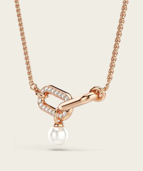 SWAROVSKI（スワロフスキー）の「【公式】【スワロフスキー】Constella ペンダント, クリスタル・パール, ラウンドカット, ホワイト, ローズゴールドトーン・プレーティング（ネックレス・レディース・ホワイト・ONESIZE）」の4枚目の写真