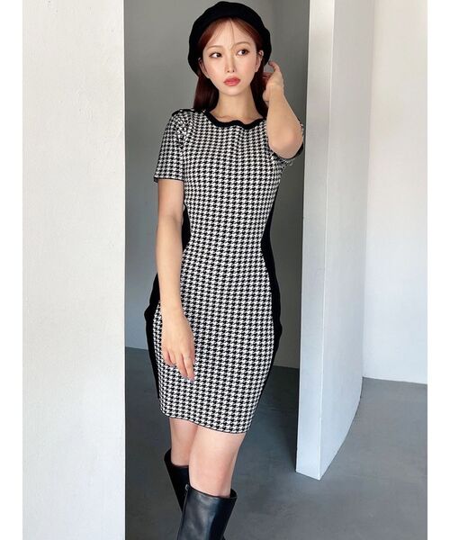 RESEXXY（リゼクシー）の「ハウンドトゥースミニニットワンピース（ワンピース・レディース・チャコールグレー/ブラック/ピンク・FREE）」の8枚目の写真