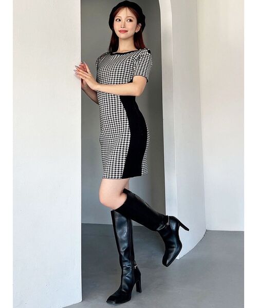 RESEXXY（リゼクシー）の「ハウンドトゥースミニニットワンピース（ワンピース・レディース・チャコールグレー/ブラック/ピンク・FREE）」の11枚目の写真