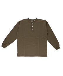 Goodwear USAコットン袖リブヘンリーネックロンT