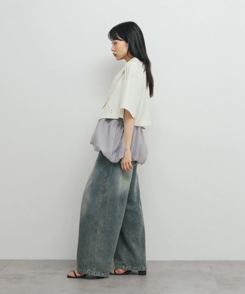 KBF（ケイビーエフ）の「ストライプショートジャケット（その他アウター・レディース・チャコールグレー/アイボリー・ONE）」の10枚目の写真