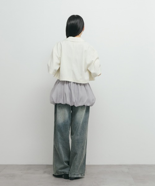 KBF（ケイビーエフ）の「ストライプショートジャケット（その他アウター・レディース・チャコールグレー/アイボリー・ONE）」の11枚目の写真