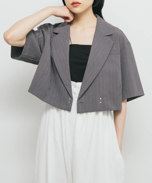 KAPITAL キャピタル IDG リネン ストライプ ショート ジャケット セール】ストライプショートジャケット（その他アウター）｜KBF