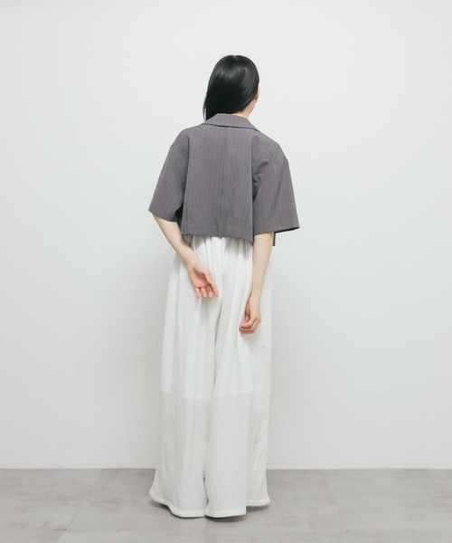 KBF（ケイビーエフ）の「ストライプショートジャケット（その他アウター・レディース・チャコールグレー/アイボリー・ONE）」の18枚目の写真