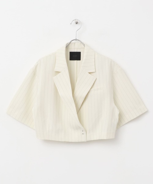 KBF（ケイビーエフ）の「ストライプショートジャケット（その他アウター・レディース・チャコールグレー/アイボリー・ONE）」の19枚目の写真