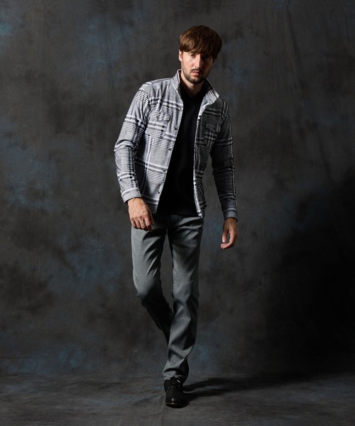 HIDEAWAYS NICOLE（ハイダウェイニコル）の「フロッキープリントスタンドカラーシャツ（シャツ/ブラウス・メンズ・ネイビー/チャコールグレー×ブラック/ホワイト×ブラック/ボルドー・X-LARGE/LARGE/MEDIUM）」の8枚目の写真