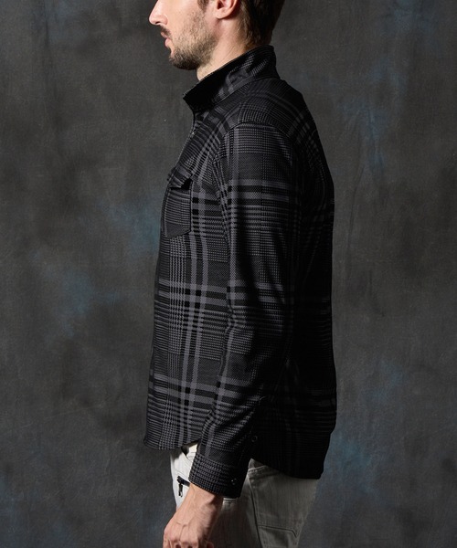 HIDEAWAYS NICOLE（ハイダウェイニコル）の「フロッキープリントスタンドカラーシャツ（シャツ/ブラウス・メンズ・ネイビー/チャコールグレー×ブラック/ホワイト×ブラック/ボルドー・X-LARGE/LARGE/MEDIUM）」の21枚目の写真