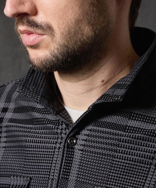 HIDEAWAYS NICOLE（ハイダウェイニコル）の「フロッキープリントスタンドカラーシャツ（シャツ/ブラウス・メンズ・ネイビー/チャコールグレー×ブラック/ホワイト×ブラック/ボルドー・X-LARGE/LARGE/MEDIUM）」の19枚目の写真