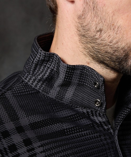 HIDEAWAYS NICOLE（ハイダウェイニコル）の「フロッキープリントスタンドカラーシャツ（シャツ/ブラウス・メンズ・ネイビー/チャコールグレー×ブラック/ホワイト×ブラック/ボルドー・X-LARGE/LARGE/MEDIUM）」の18枚目の写真