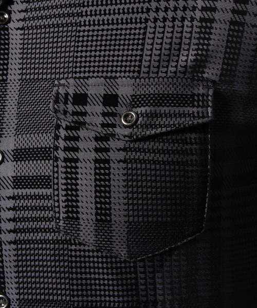 HIDEAWAYS NICOLE（ハイダウェイニコル）の「フロッキープリントスタンドカラーシャツ（シャツ/ブラウス・メンズ・ネイビー/チャコールグレー×ブラック/ホワイト×ブラック/ボルドー・X-LARGE/LARGE/MEDIUM）」の17枚目の写真