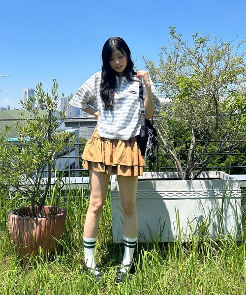 AS KNOW AS plus（アズノゥアズプラス）の「●ハーフジップラガー風Tシャツ（Tシャツ/カットソー・レディース・ホワイト系その他/ピンク系その他/ブラウン系/サックスブルー系・FREE）」の10枚目の写真