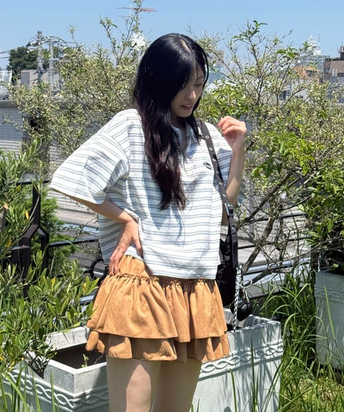 AS KNOW AS plus（アズノゥアズプラス）の「●ハーフジップラガー風Tシャツ（Tシャツ/カットソー・レディース・ホワイト系その他/ピンク系その他/ブラウン系/サックスブルー系・FREE）」の6枚目の写真