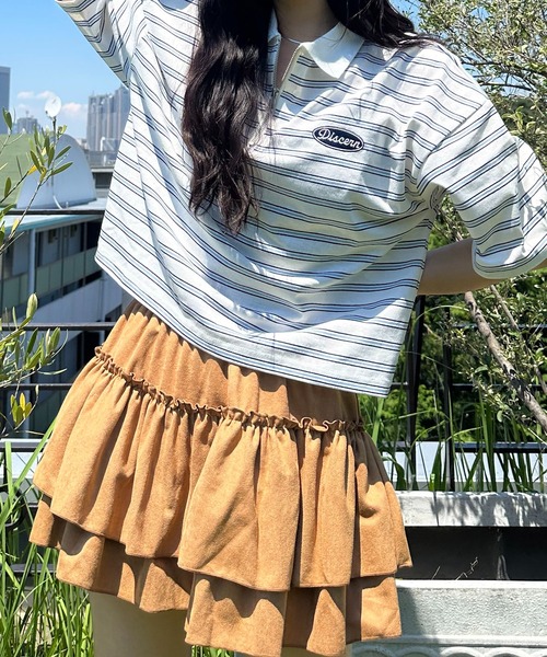 AS KNOW AS plus（アズノゥアズプラス）の「●ハーフジップラガー風Tシャツ（Tシャツ/カットソー・レディース・ホワイト系その他/ピンク系その他/ブラウン系/サックスブルー系・FREE）」の9枚目の写真
