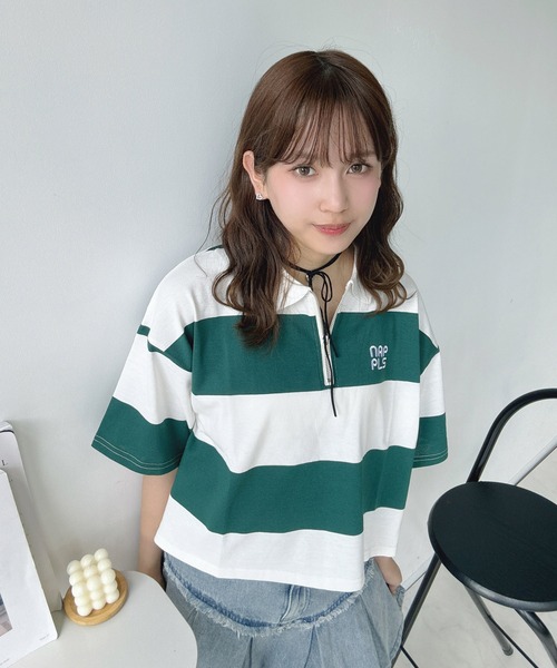 AS KNOW AS plus（アズノゥアズプラス）の「●ハーフジップラガー風Tシャツ（Tシャツ/カットソー・レディース・ホワイト系その他/ピンク系その他/ブラウン系/サックスブルー系・FREE）」の21枚目の写真