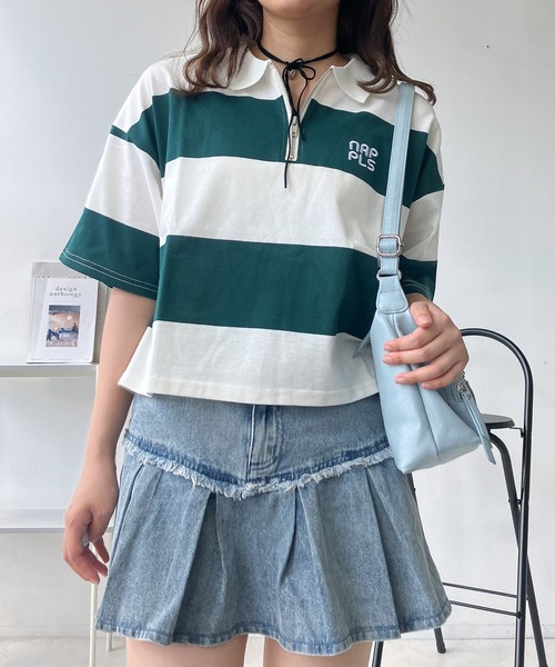 AS KNOW AS plus（アズノゥアズプラス）の「●ハーフジップラガー風Tシャツ（Tシャツ/カットソー・レディース・ホワイト系その他/ピンク系その他/ブラウン系/サックスブルー系・FREE）」の22枚目の写真