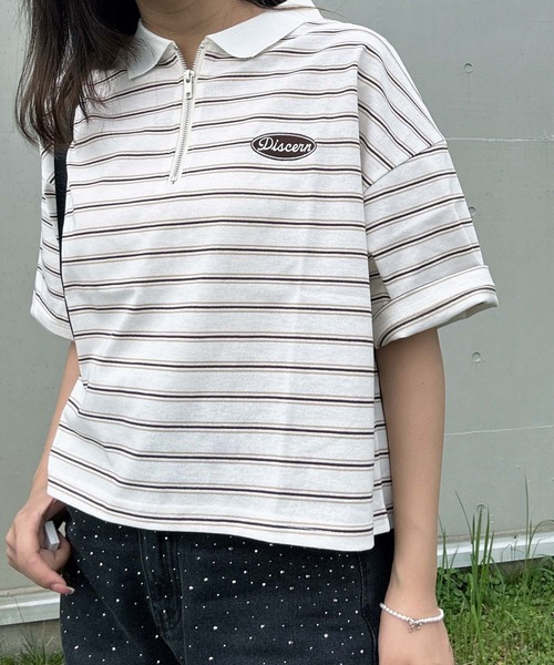 AS KNOW AS plus（アズノゥアズプラス）の「●ハーフジップラガー風Tシャツ（Tシャツ/カットソー・レディース・ホワイト系その他/ピンク系その他/ブラウン系/サックスブルー系・FREE）」の15枚目の写真