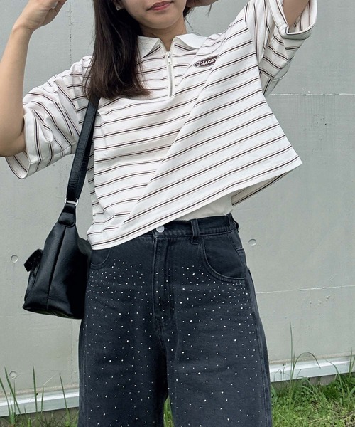 AS KNOW AS plus（アズノゥアズプラス）の「●ハーフジップラガー風Tシャツ（Tシャツ/カットソー・レディース・ホワイト系その他/ピンク系その他/ブラウン系/サックスブルー系・FREE）」の17枚目の写真