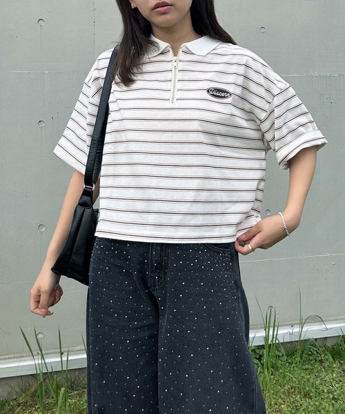 AS KNOW AS plus（アズノゥアズプラス）の「●ハーフジップラガー風Tシャツ（Tシャツ/カットソー・レディース・ホワイト系その他/ピンク系その他/ブラウン系/サックスブルー系・FREE）」の18枚目の写真