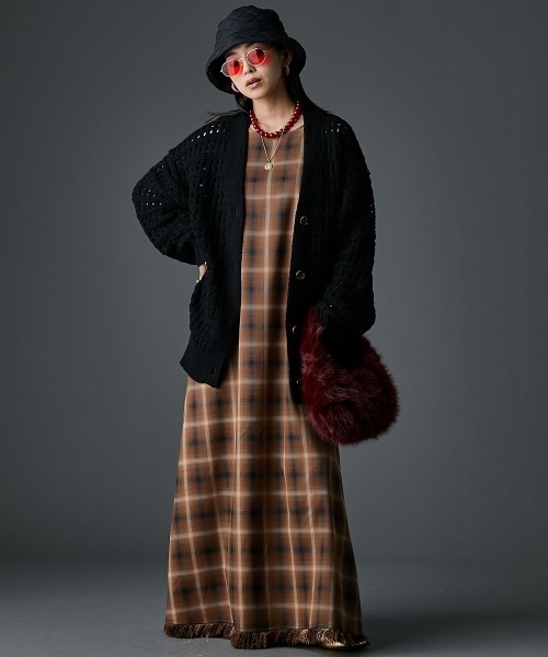 GEVS.（ジェイヴィス）の「タータンチェックAラインマキシワンピース＜大きいサイズ有＞GEVS.（ワンピース・レディース・モカ/レッド系・5L/4L/3L/LL/L/M）」の22枚目の写真