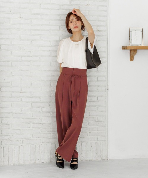 mysty woman（ミスティウーマン）の「フロントバーブラウス　581440（シャツ/ブラウス・レディース・ブラック/オフホワイト/ブルー・FREE）」の7枚目の写真