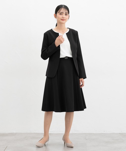 Honeys(ハニーズ)の「【ストレッチ・マシンウォッシャブル・イージーケア】ベルト付フレアスカート64丈(スカート・レディース・ヘザーチャコール/ネイビー/ダークベージュ/ブラック・S/M/LL/L/3L)」の7枚目の写真