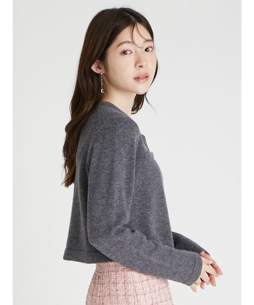 SUPER FINE MERINO WOOLビジュー釦カーディガン（カーディガン/ボレロ