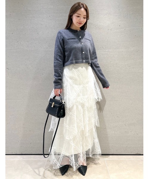 SUPER FINE MERINO WOOLビジュー釦カーディガン（カーディガン/ボレロ