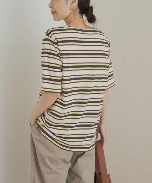 URBAN RESEARCH DOORS（アーバンリサーチドアーズ）の「マルチボーダーTシャツ（Tシャツ/カットソー・レディース・アイボリー/ブルー系その他・MEDIUM）」の4枚目の写真