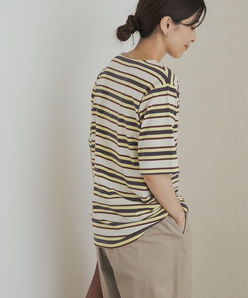 URBAN RESEARCH DOORS（アーバンリサーチドアーズ）の「マルチボーダーTシャツ（Tシャツ/カットソー・レディース・アイボリー/ブルー系その他・MEDIUM）」の6枚目の写真